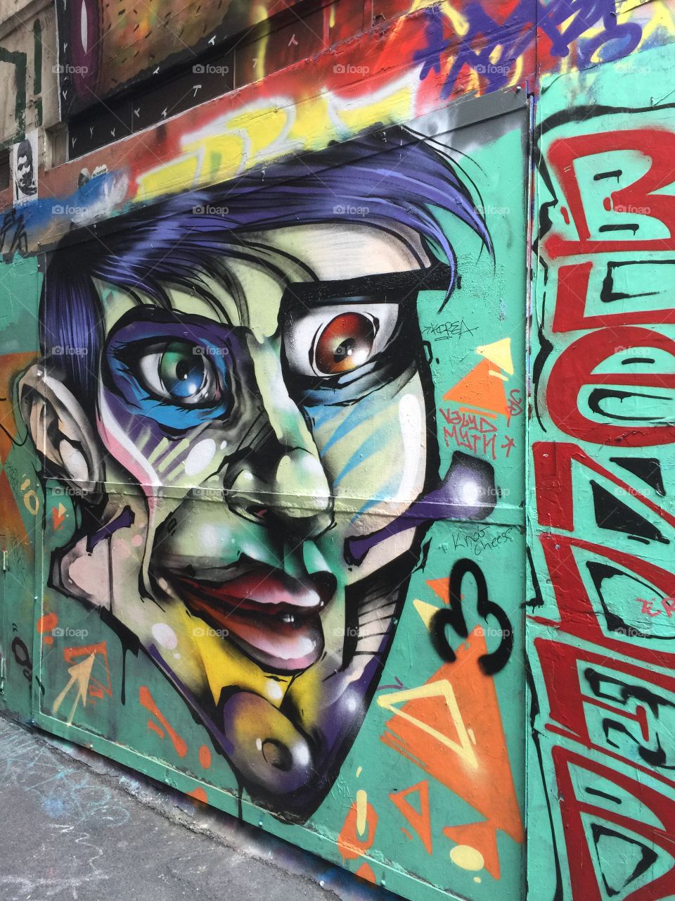 Graffiti . Photo was taken in an ally way in Melbourne Australia. Beautiful colours!!