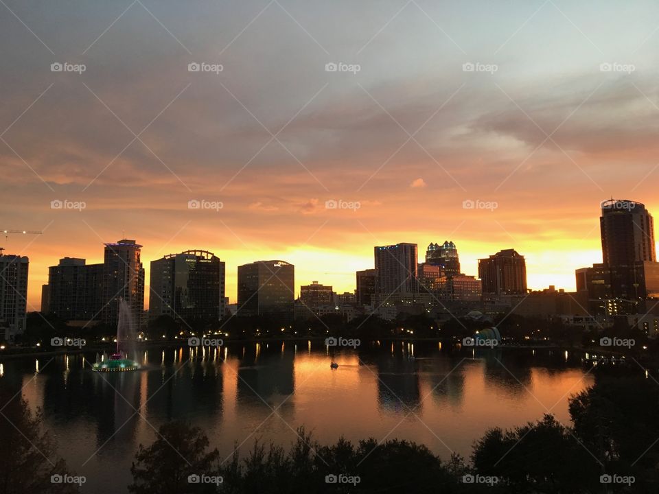 Sunset in downtown Orlando 