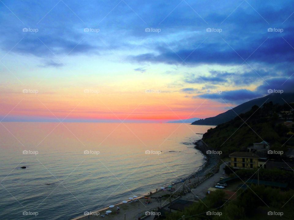 Scenic view of sunset at beach