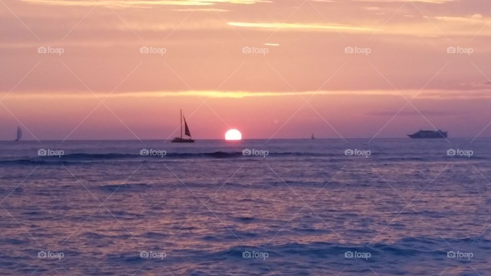 Sunset Waikiki Beach Honolulu