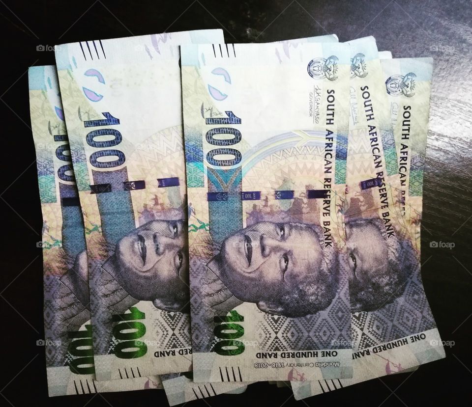 South African money, with the face of the Legend Nelson Mandela