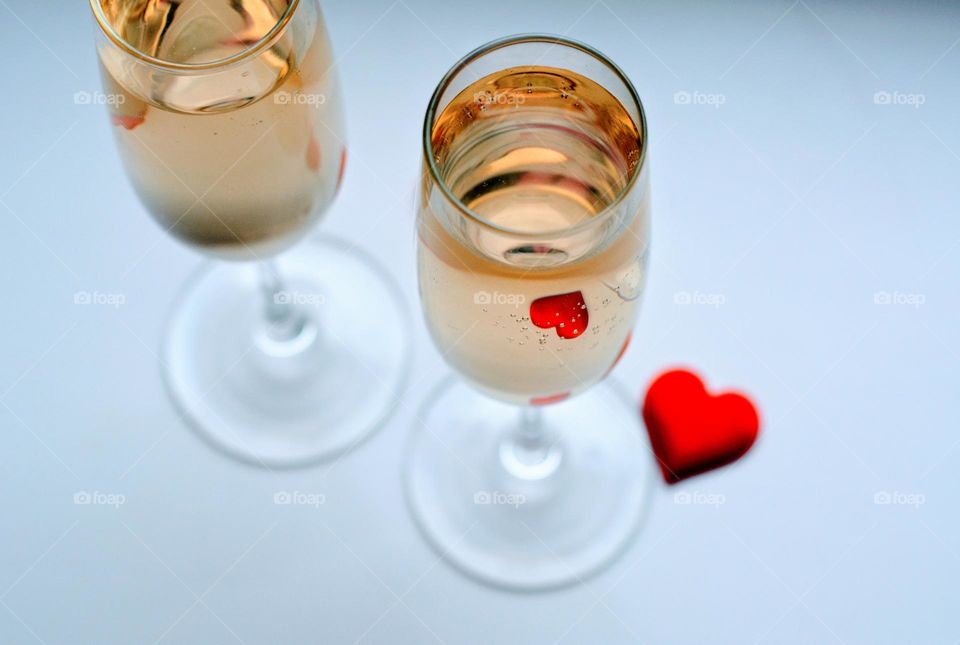 champagne glasses and red ♥️♥️ hearts valentines