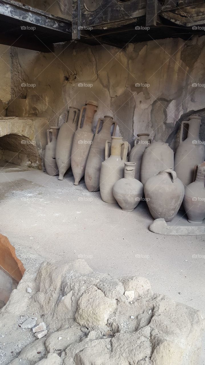 Roman pottery urns, Pompeii Vesuvius