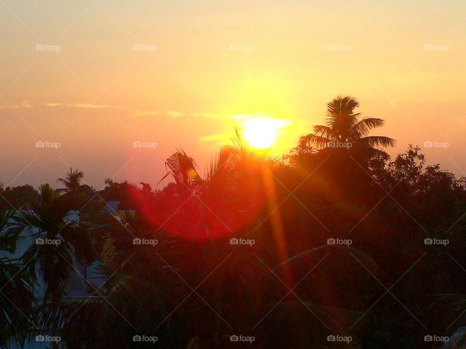 Color of the sky while sun is setting