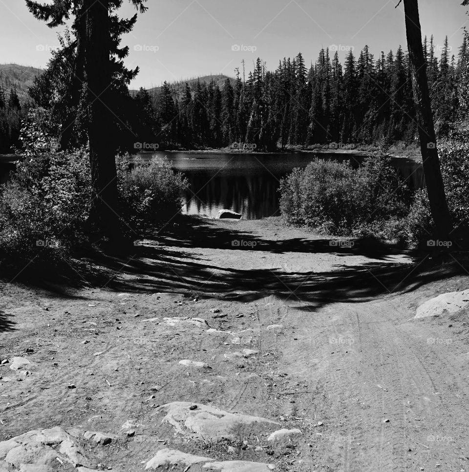 High mountain lake in the forests of Oregon 