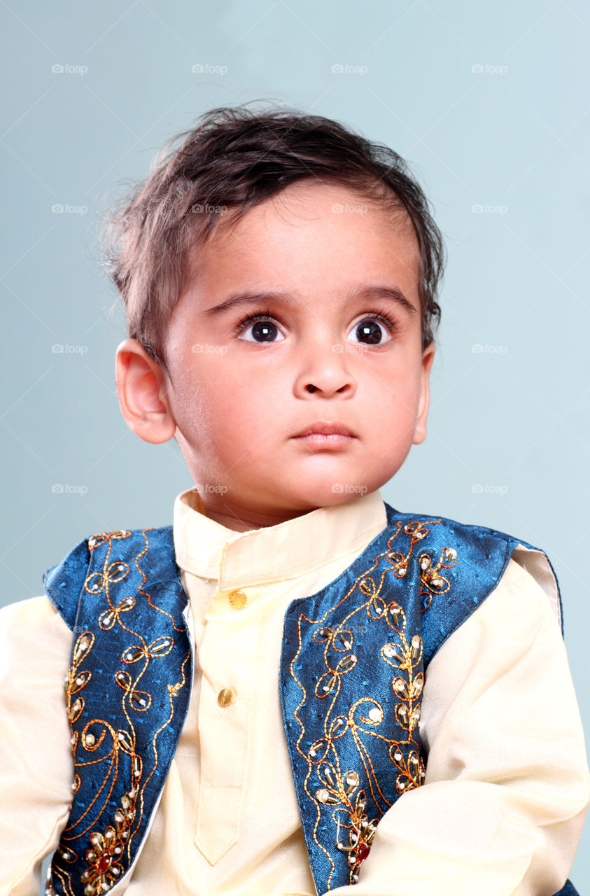 Indian baby boy in traditional clothes