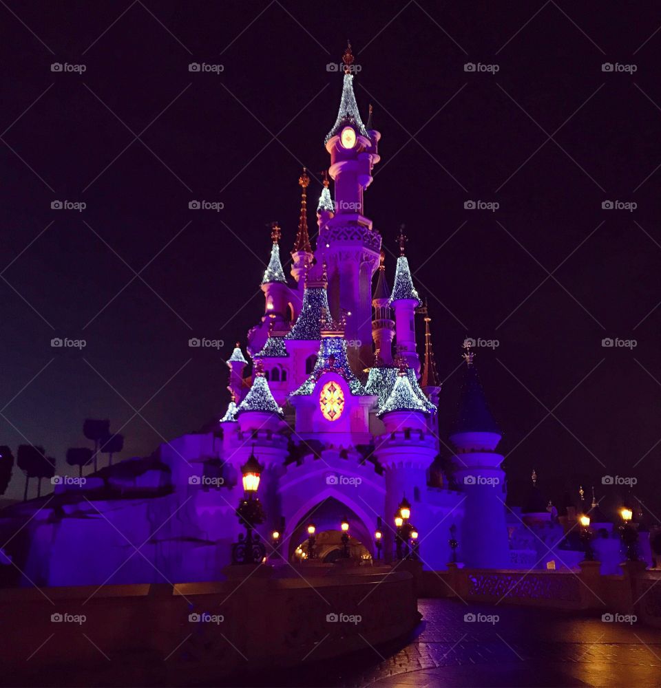 Disney castle by night. 