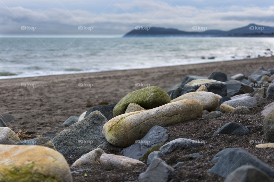 Close-up of a rock on beach