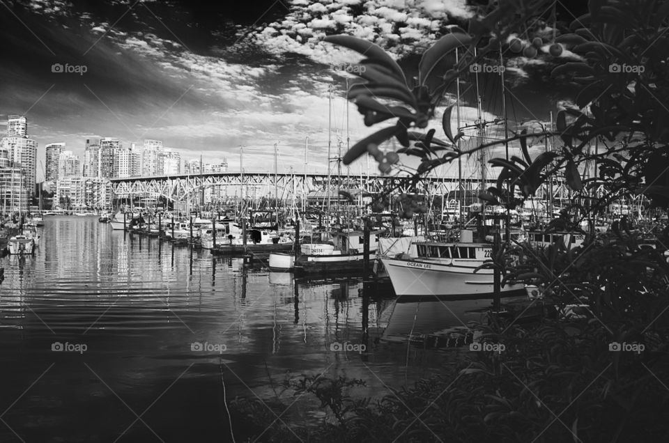 Granville island, Vancouver in black and white noir