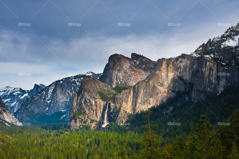 Bridal veil waterfall in Yosemite national park