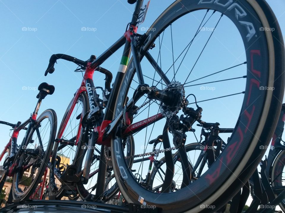 from Giro d'Italia (Tour of Italy 2017) inauguration and 1st stage. close up of Special bike