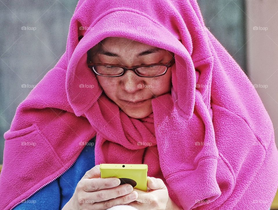 Old Woman Texting
