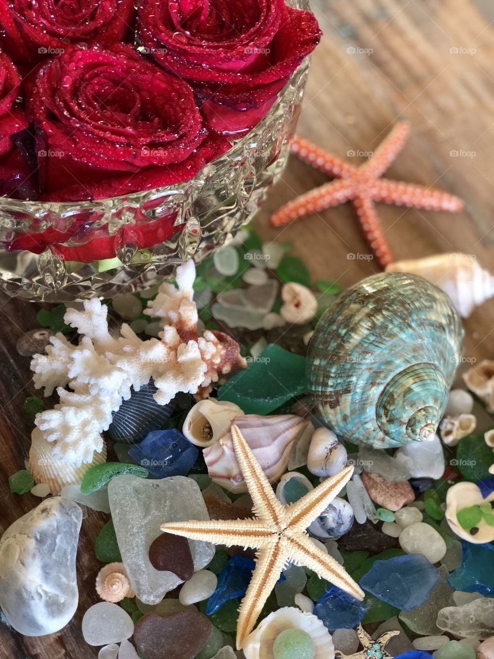 Strikingly Beautiful Beach Meets Roses and Sea Glass!