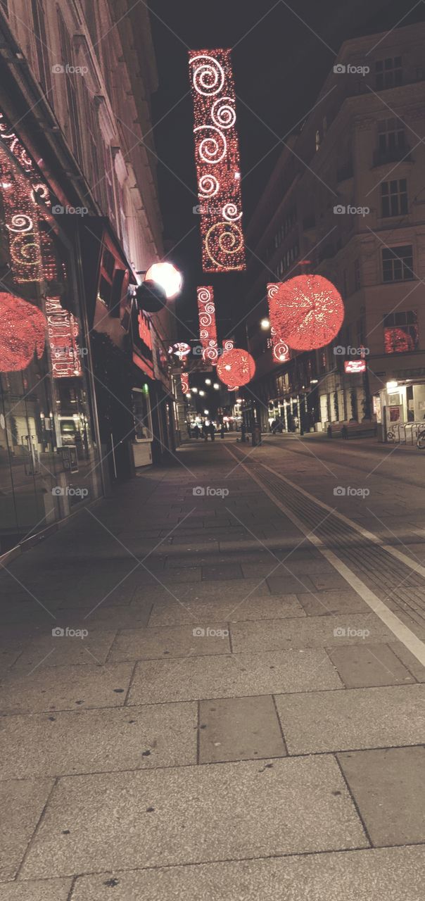Locked Down Again, empty streets with Christmas decoration @Vienna