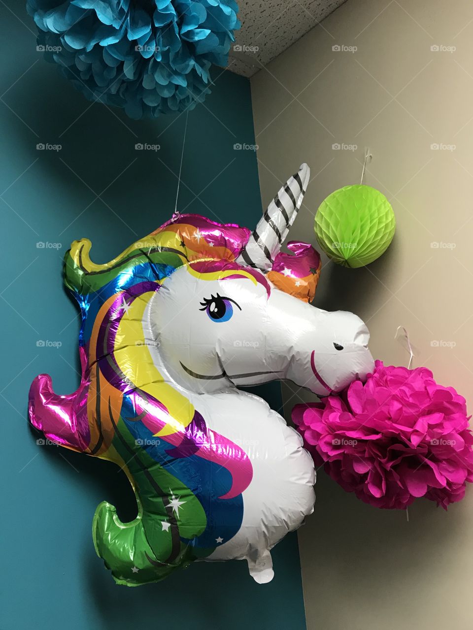 National coming out Day celebration with colorful unicorns and rainbows 