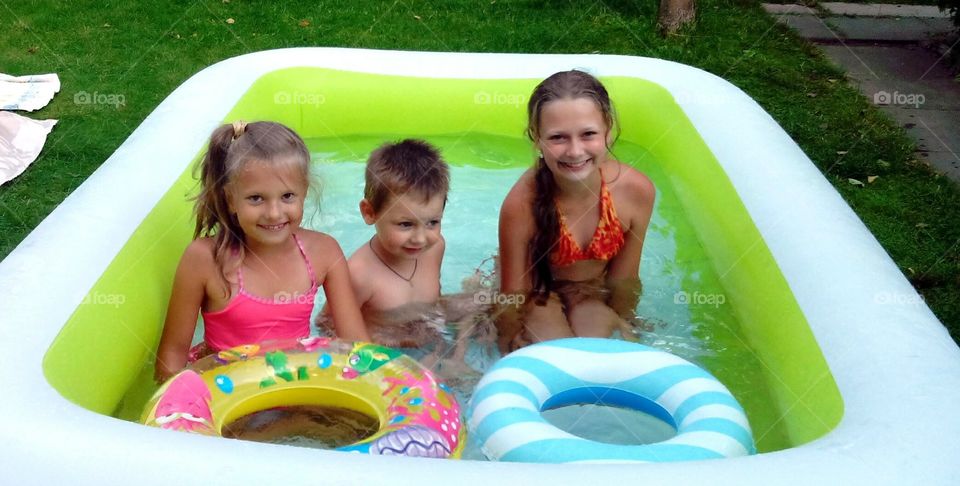 Summer, Dug Out Pool, Child, Water, Fun