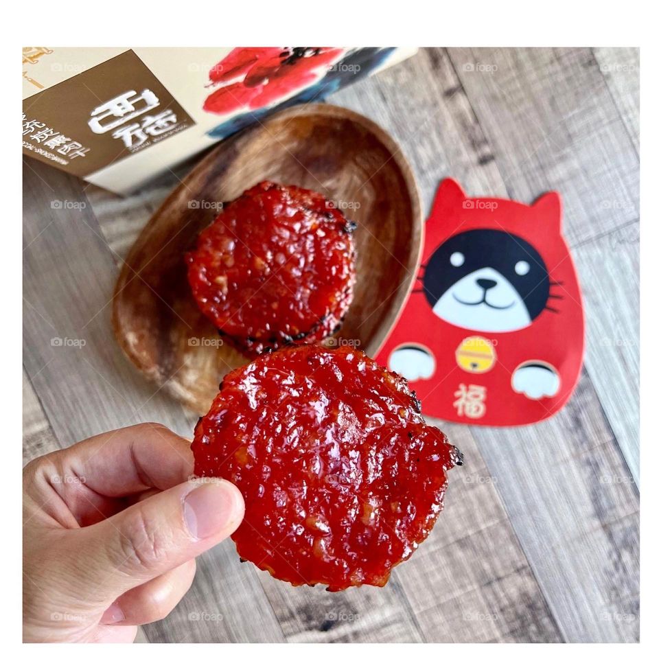 Minced pork barbeque meat for Chinese New Year - bakkwa 