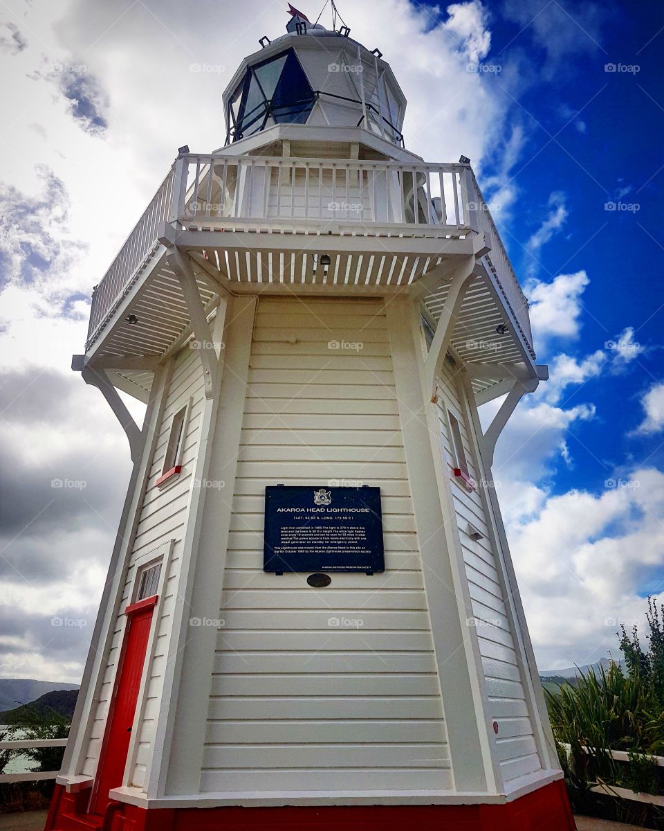 Akaroa head lighthouse in summer