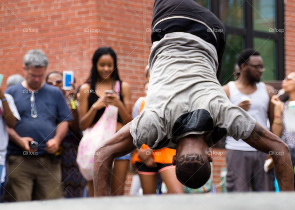 Break dancer performing at the Odunde Festival in Philly