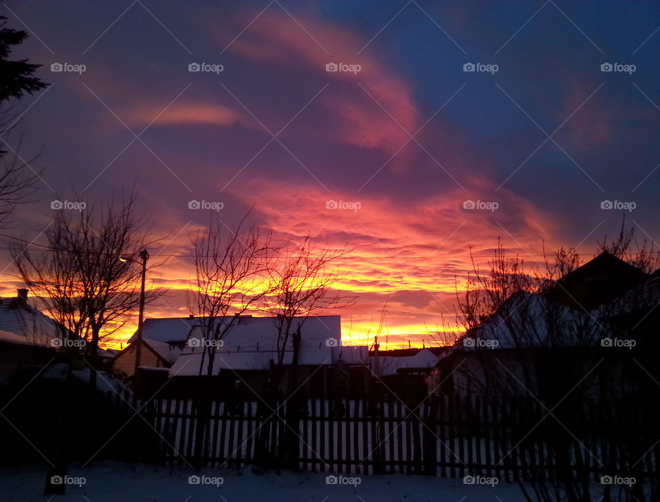 Red winter sunrise