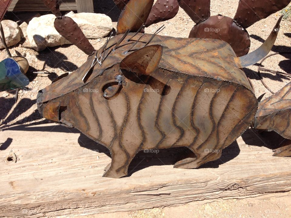 Tin pig. Items hand made in Tucson 