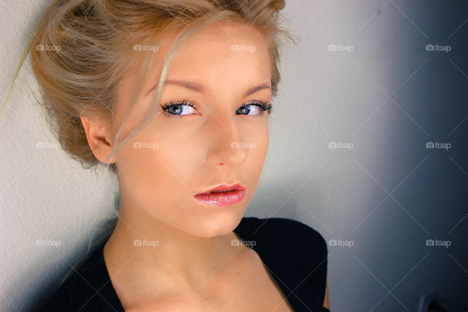 Extreme close-up of young woman's face