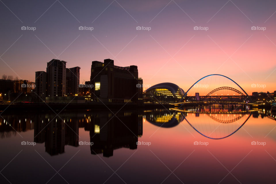 Sunset over the river Tyne