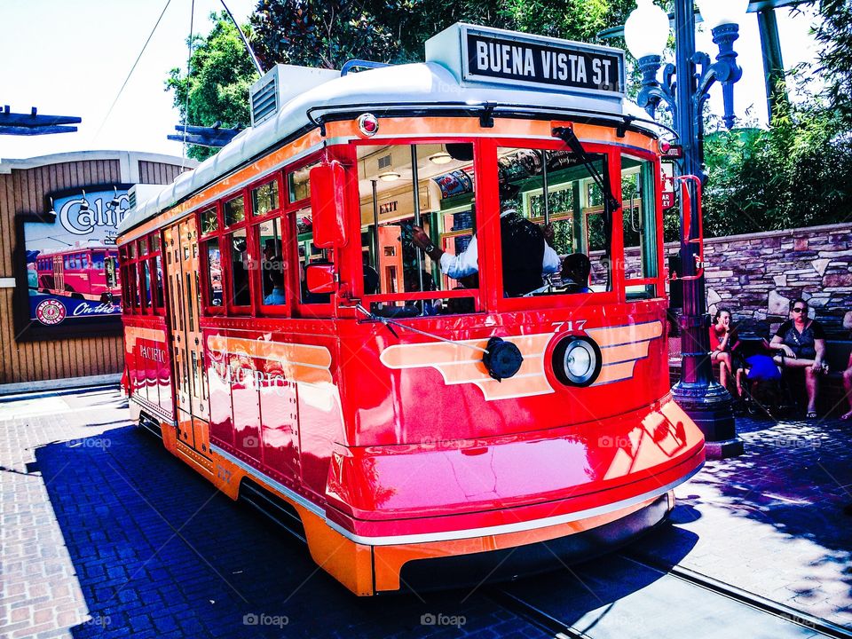 Red Car Trolley at Disney's California adventure in Anaheim California. 