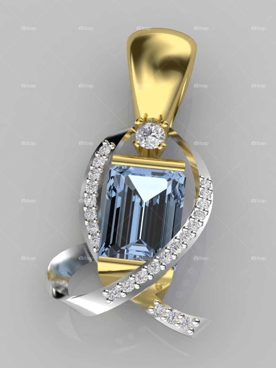 Aquamarine Diamond Two-tone Pendant