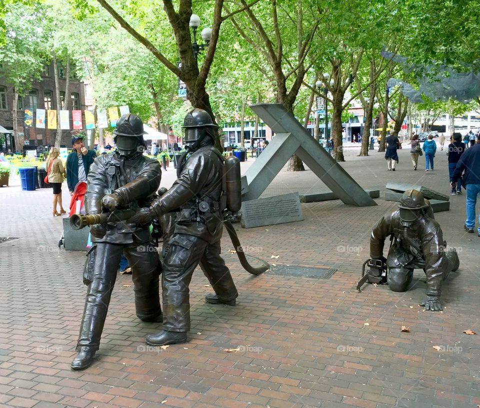 First Responder Sculpture, Occidental Park, Pioneer Square, Seattle