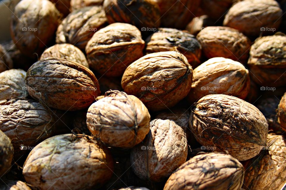 Extreme close-up of walnuts