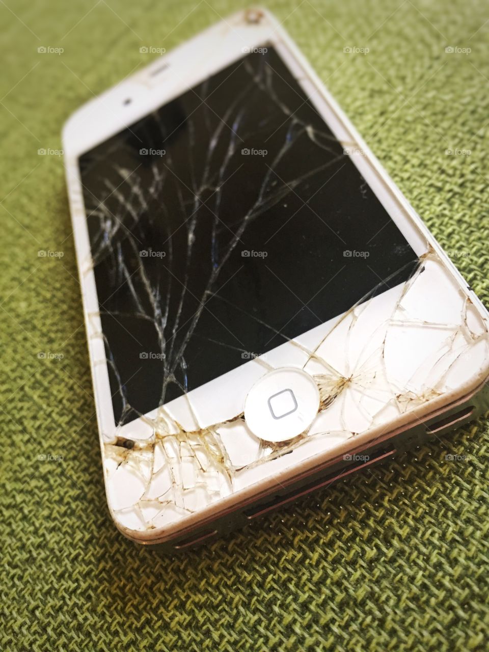 Broken Phone. A smashed iPhone 