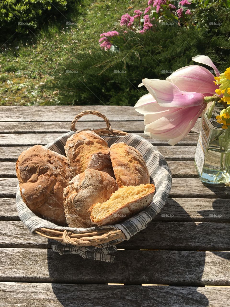 Homemade breads on table