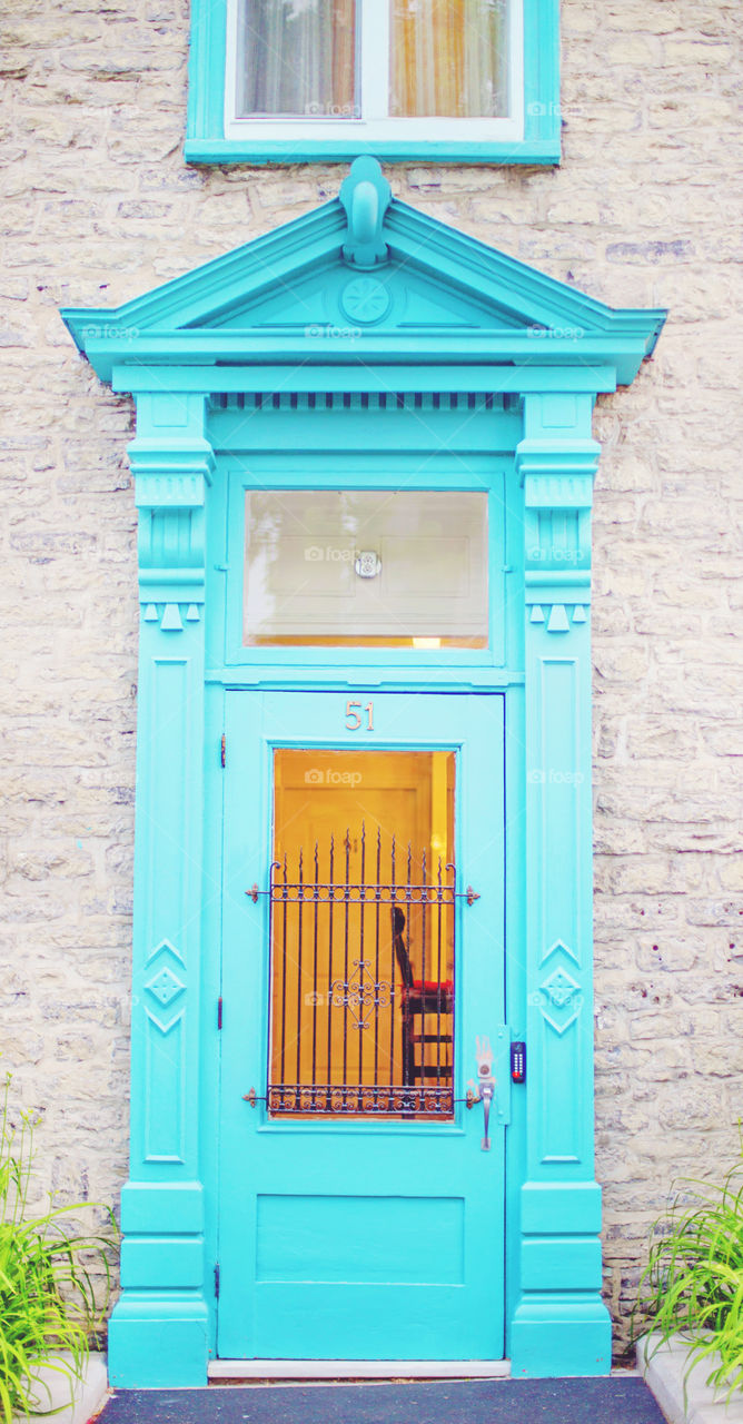 Cyan colour door 
