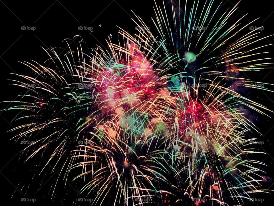 Vivid multicolored fireworks.
