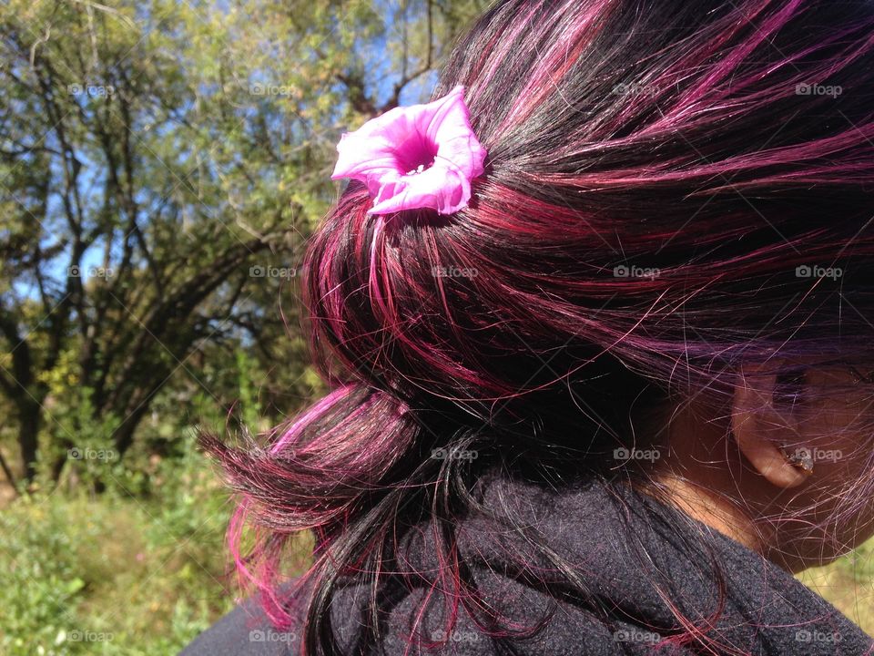 Pink Flower on Pink Hair