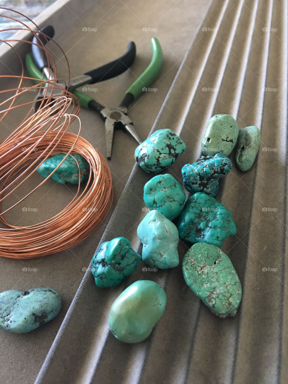  Stone beads and copper wire for crafts 