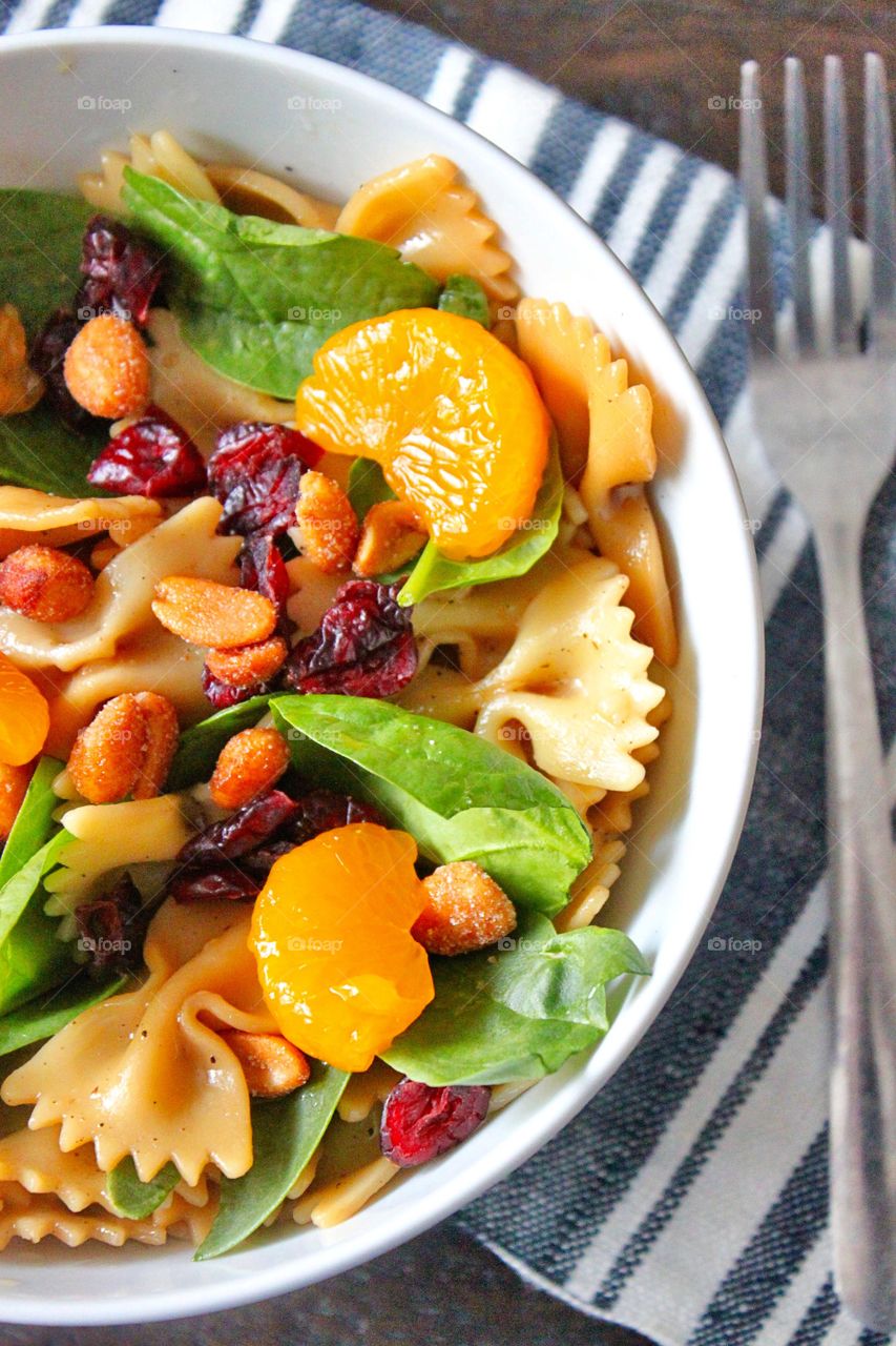 Broccoli pasta salad with orange