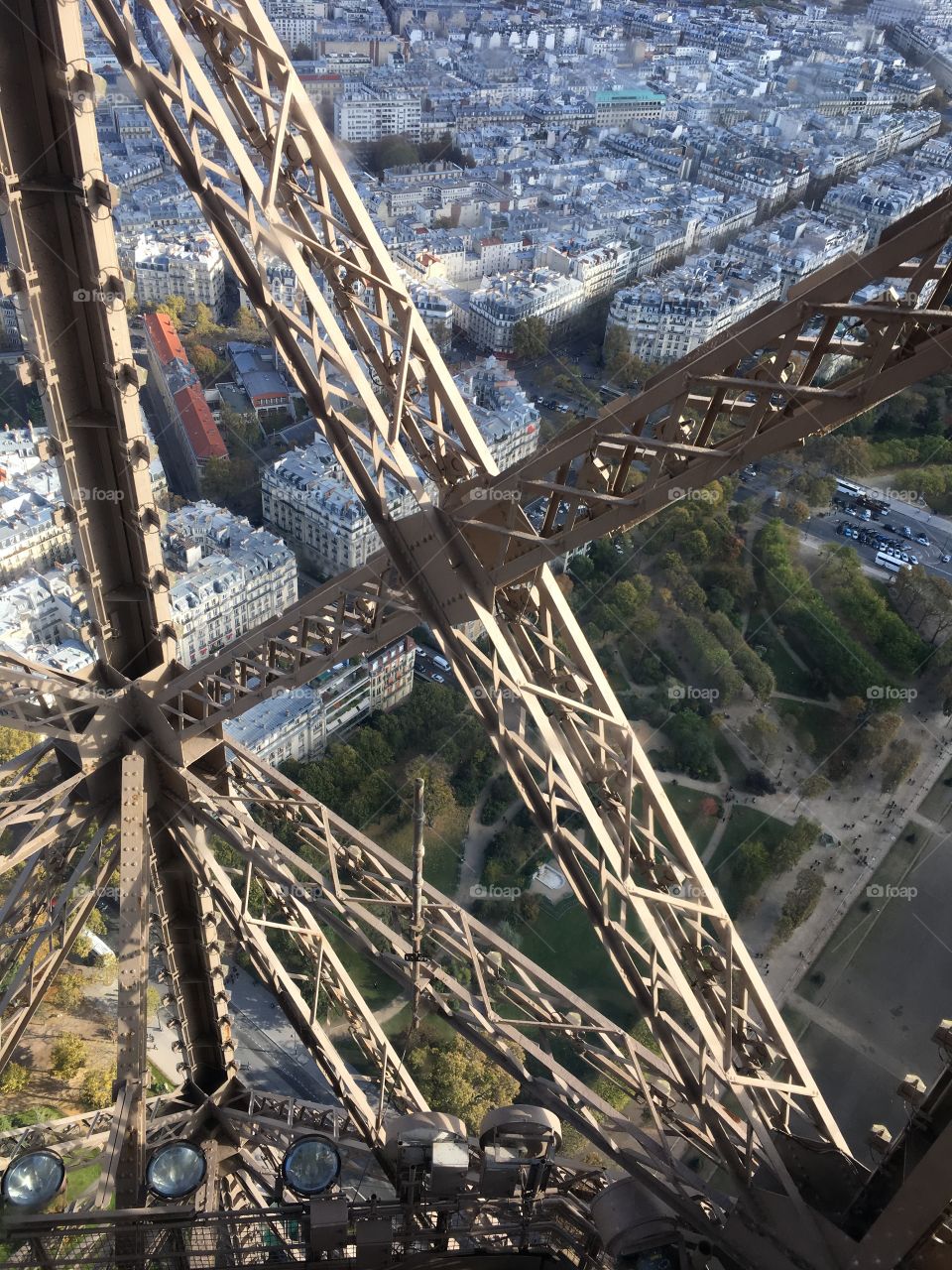 View from the elevator on Eiffel tower