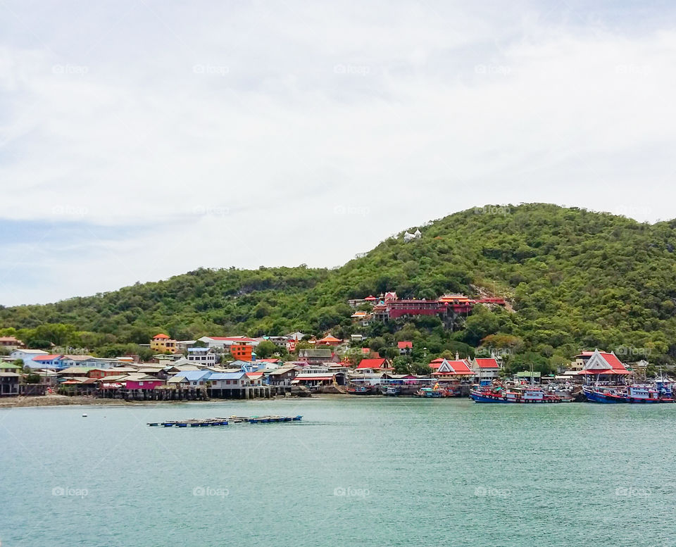 colorful villages at Si Chang island in Thailand