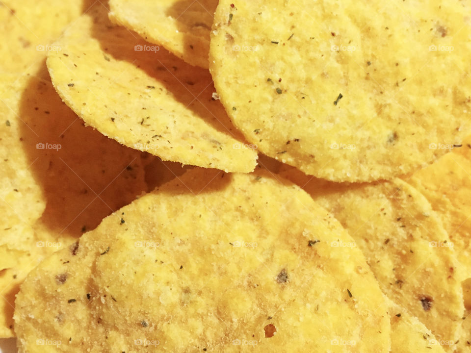 Close-up of hot taste corn chips.
