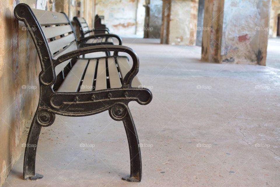 Historic bench in fort