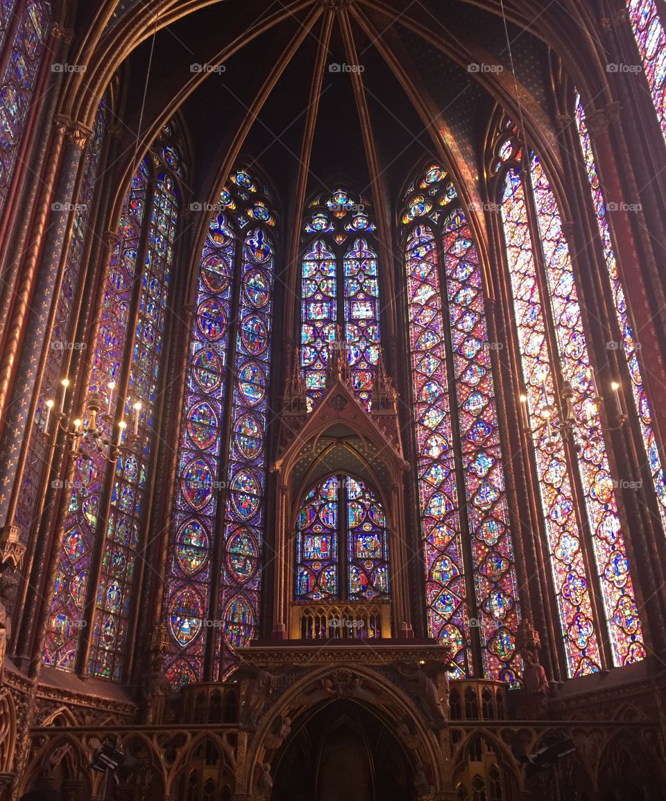 Beautiful stained glass windows saint Chapelle Paris France 