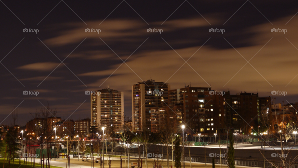 clouds trees park buildings by alejandrorubiob
