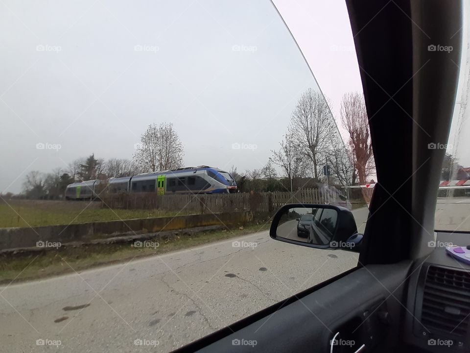 the passing of a train from the Windows of my car