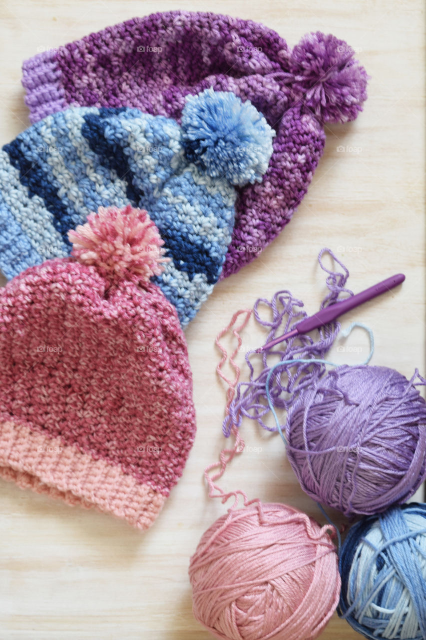 Crocheting beanies 