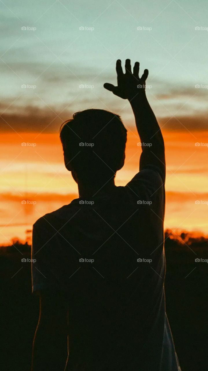 sunset time with shadow