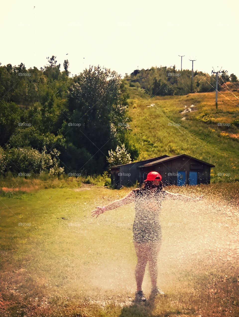 Mud run. getting hosed down after mud run