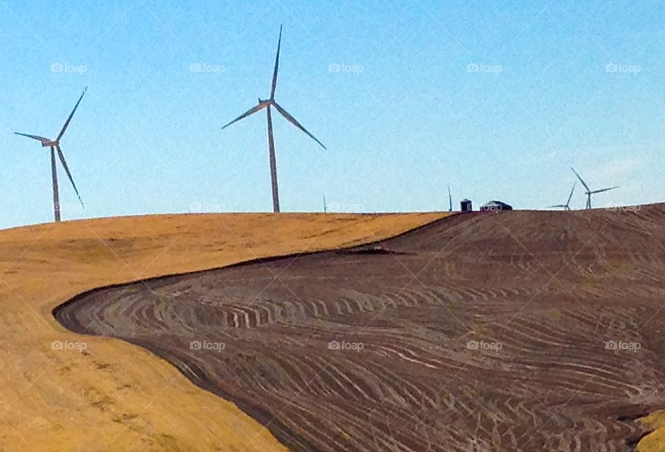 Wind turbines landscape