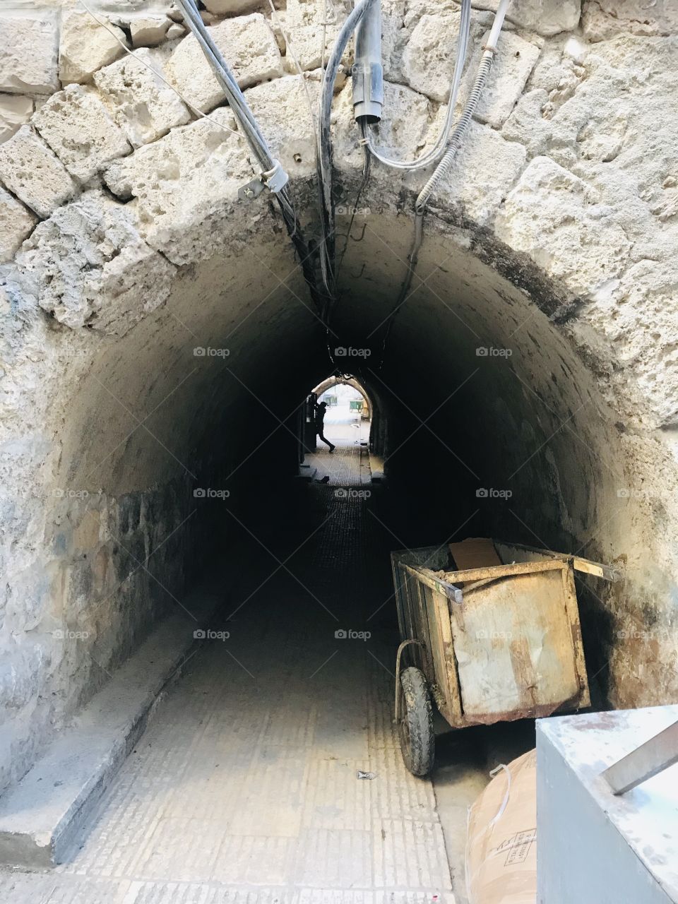 Old road for Market trolleys in Nablus .